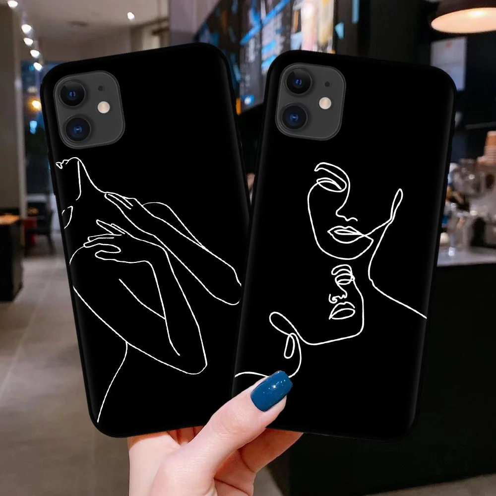 Funny Abstract Art Lines Fashion Phone Cases Cartoon Women Cover For iphone 12 Mini 11 Pro Max X XR XS 8 7 6 6S Plus SE 2020 | Мобильные