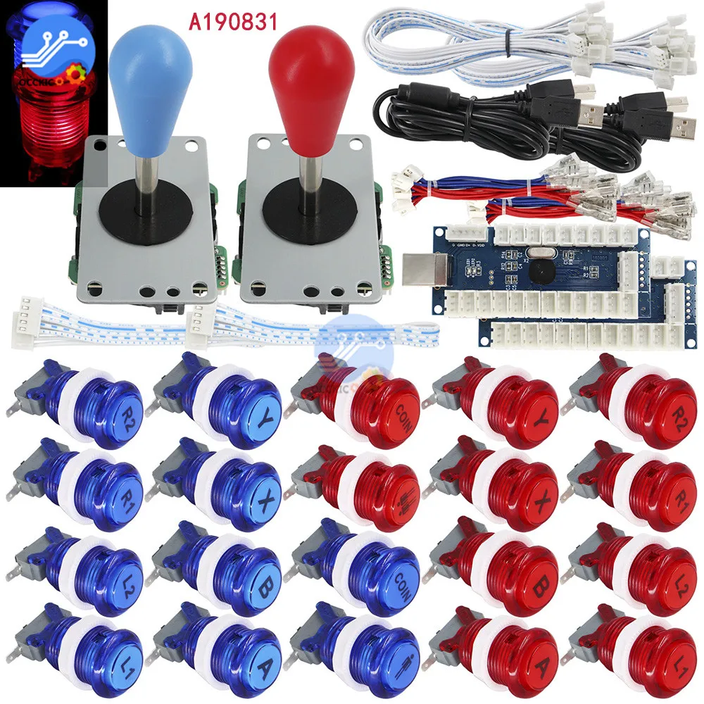 Аркадный джойстик, аксессуары, USB энкодер, ПК, джойстик и кнопка для MAME Fight Stick, контроллер, части для 2 плеера - Цвет: 2