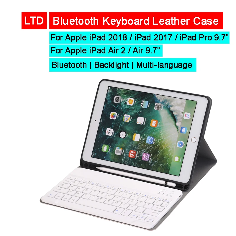 Кожаный чехол с Bluetooth клавиатурой для iPad 2018/2017 9 7 дюйма Pro Air 2 Русская Иврит