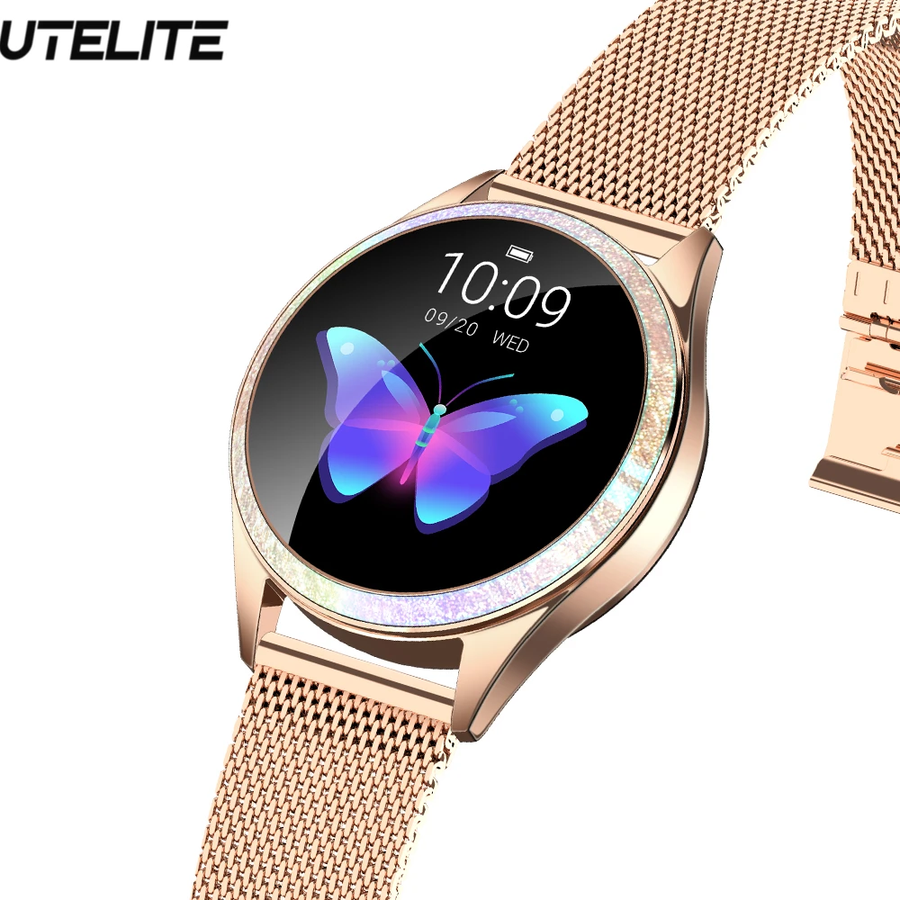 UTELITE 2020 KW20 женские Смарт часы IP68 Водонепроницаемые кровяное давление монитор