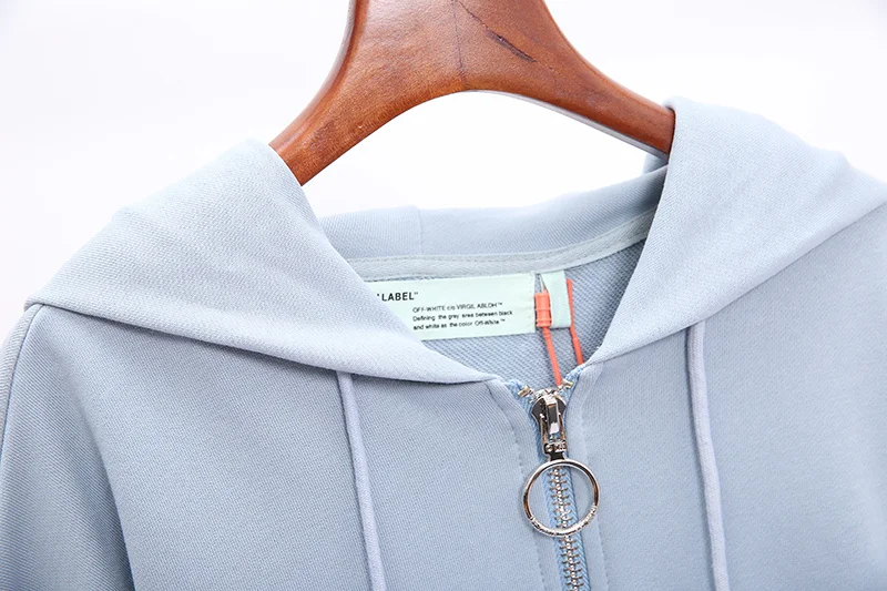 19ss Off-White OW цветы стрела Мужчины Женщины влюбленные Мода хлопок Повседневный кардиган на молнии толстовка с капюшоном Свободная куртка