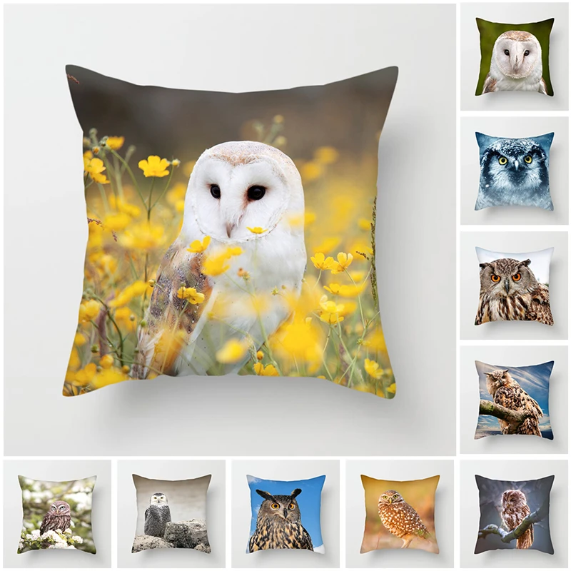 

Fuwatacchi Owl Patten Cushion Cover Square Bird Painted Throw Pillows Covers 45*45cm Polyester Home Decorative Pillow Case 2019