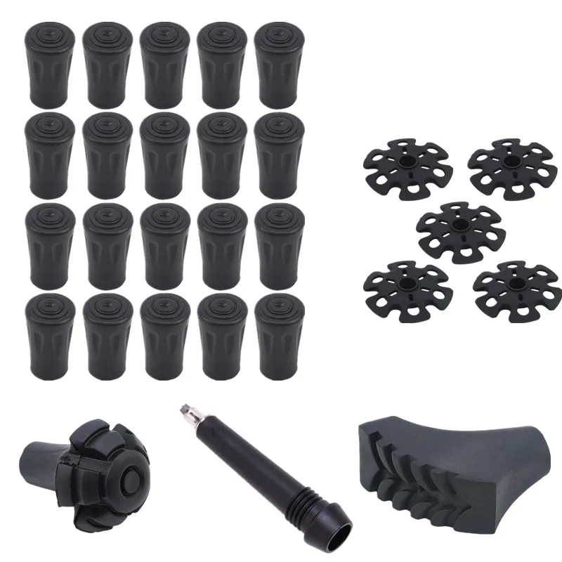 

20pcs/Pack Hiking Multi Purpose Replaceable Mountaineering Walking Stick Alpenstock Tip Head Mudguard Mud Dragging Accessories