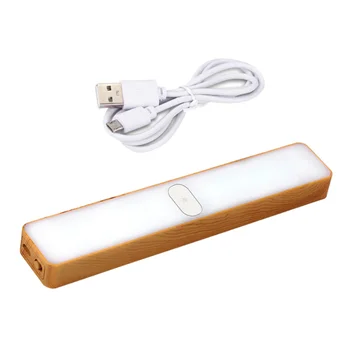 

USB LED Long Cabinet Light Colorful Wooden Grain Frame Night Light Wardrobe Light Magnetic Light with Batteries