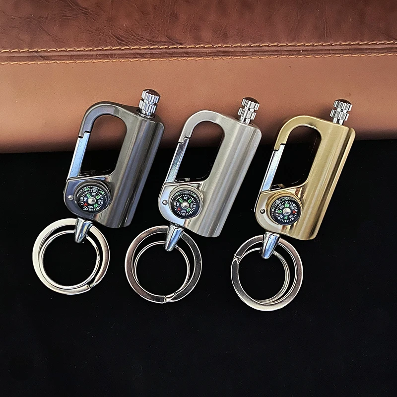 

Permanent Tourist Flint Matches Keychain Compass Oil Lighter Waterproof Flint Free Fire Starter Survival Tool Kerosene Carabiner