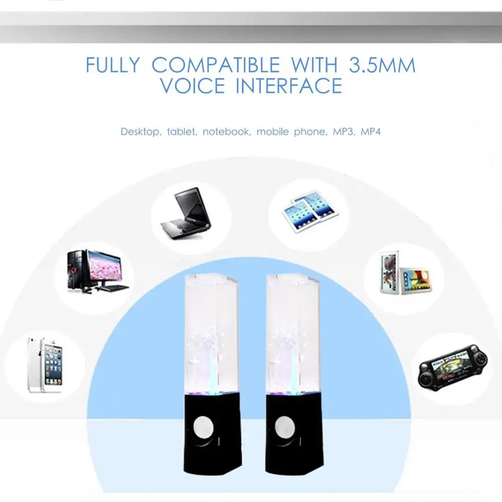 Креативный динамик для танца воды, музыкальный фонтан, звук, красочный светильник, спрей для воды, звук, стерео беспроводной смарт-динамик