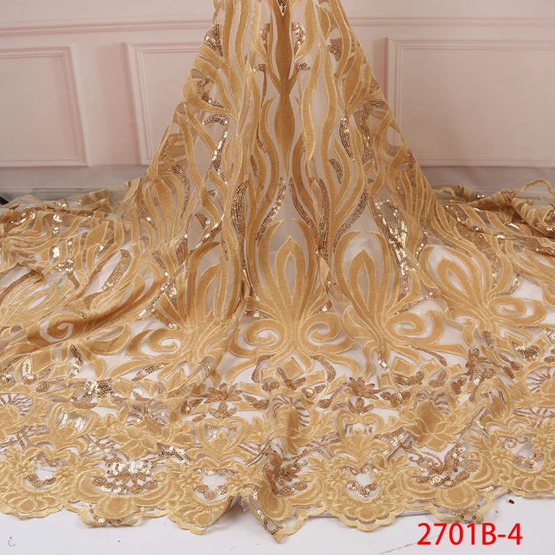 

Gold Velvet Lace Fbric High Quality African Nigerian Lace Fabric Embroidery French Lace Fabric For Party Velvet Lace 2701b