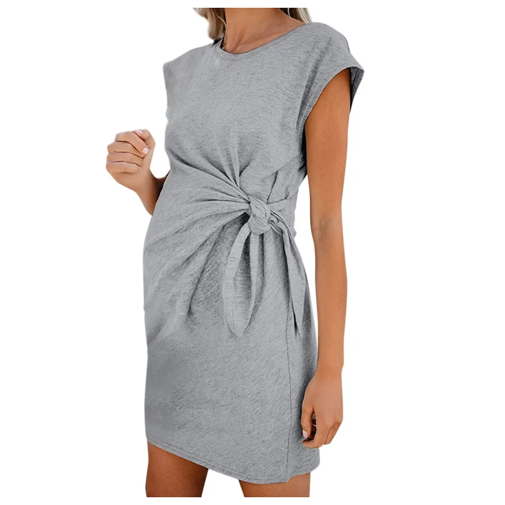 

Loose Comfort Maternity Pregnancy Dress Fashion Women's Short Sleeve Solid Color Casual Dresses High Quality Mini Dress #LR3