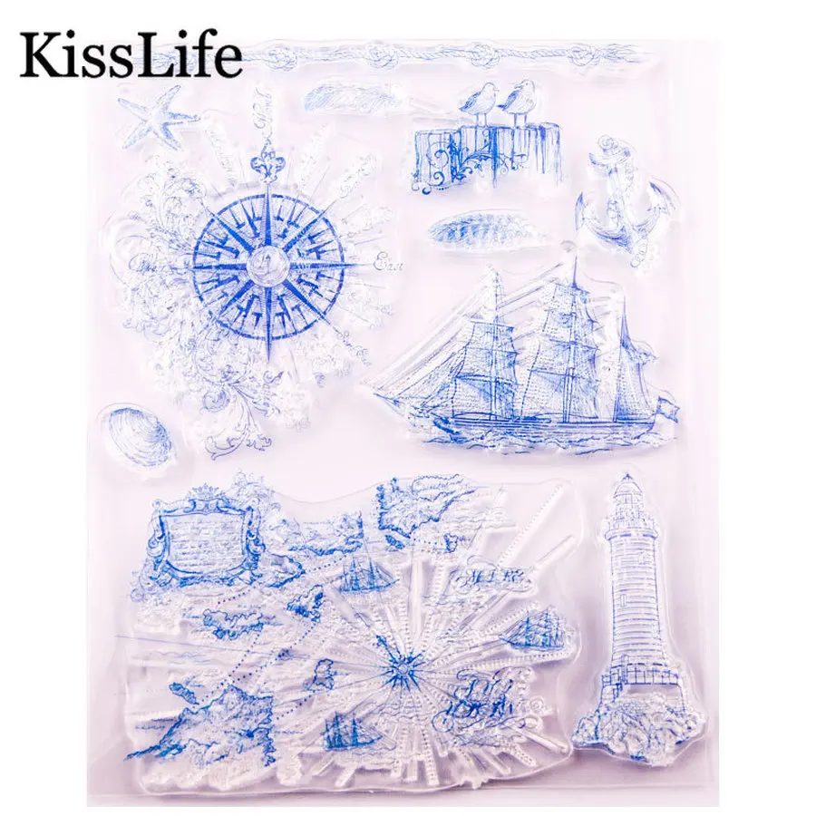 

1 Sheet Ship Lighthouse Anchor Snow Flower Star Clear Rubber Stamps for Scrapbooking Card Making Christmas Decors