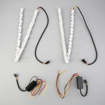 

2pcs Car Flexible waterproof Switchback LED Knight Rider Strip Light for Headlight Sequential Flasher Dual Color DRL Turn Signal