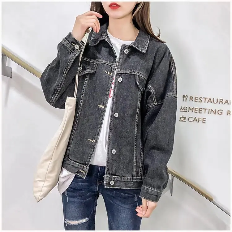 

WOMEN'S Dress 2018 Spring New Style Korean-style BF Style Trend Loose Large Version of Charcoal Black Jeans Coat Female Jacket