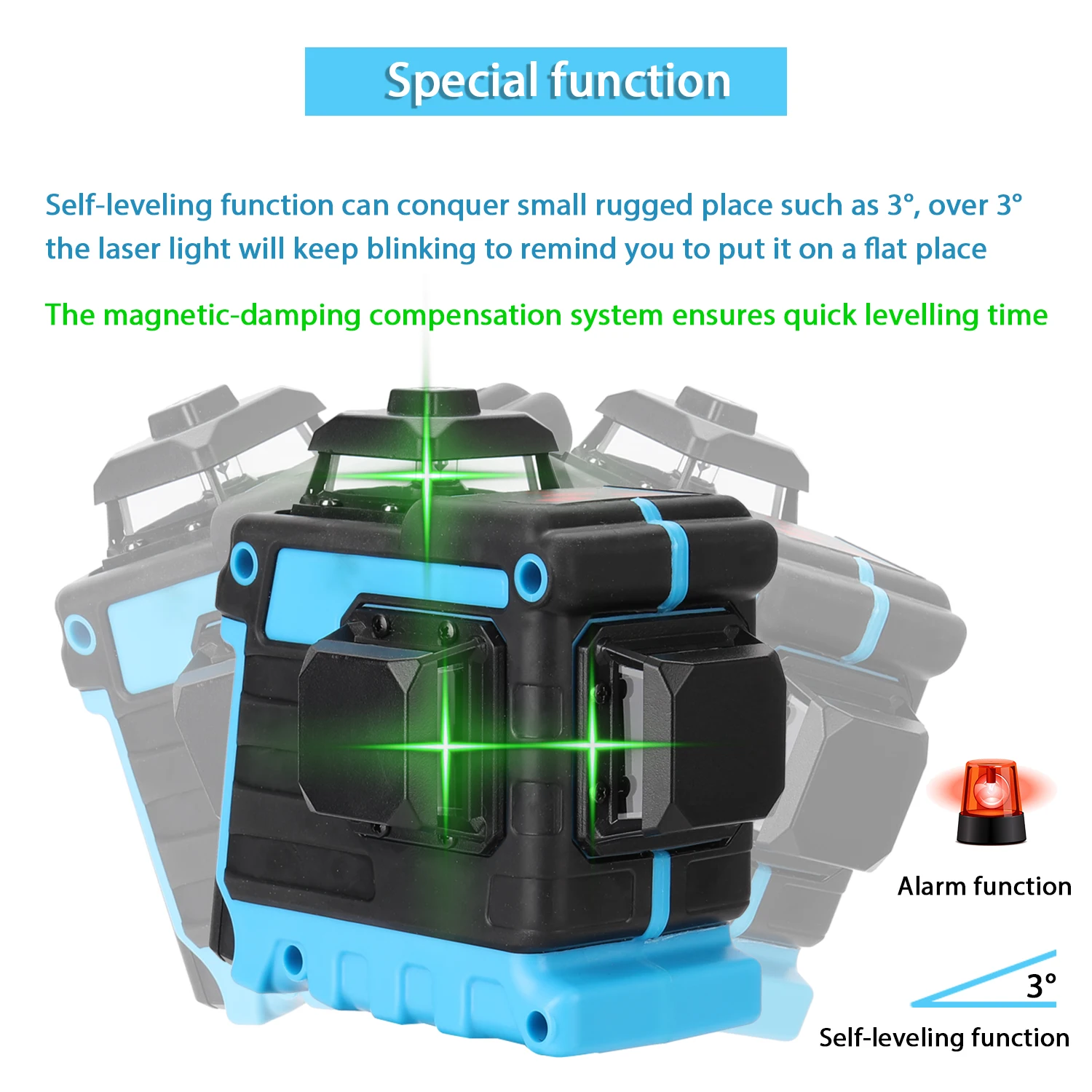 Многофункциональный 12 линейный зеленый лазерный уровень вертикальный