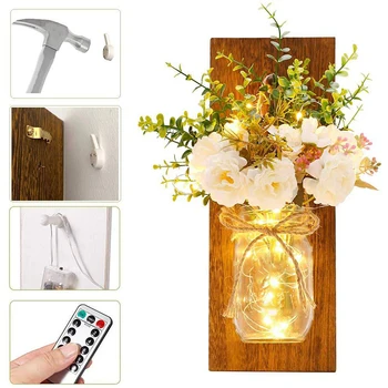

Creative Flowers Led Wall Lamp Bedside Sconces Hallway 8 Mode Light Remote Control Living Room Bathroom Mirror Light Wall Decor