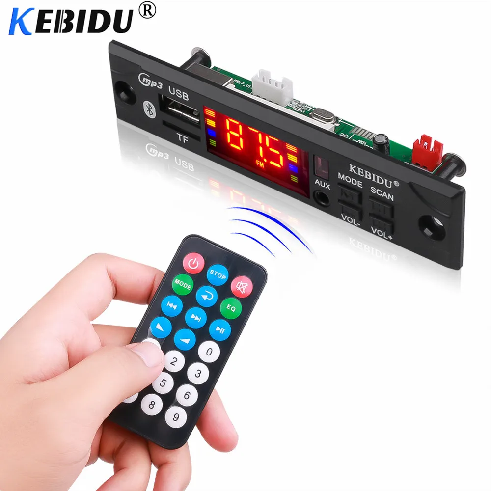 Kebidu 5 в 12 В Bluetooth MP3 декодер WMA беспроводной автомобильный аудио USB TF модуль fm-радио MP3-плеер с пультом дистанционного управления для автомобиля
