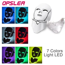 Светодиодная терапевтическая маска с горлышком светлая маска для лица фотонная терапия светодиодная маска для лица Корейская омоложение кожи уход за кожей светодиодная маска терапия