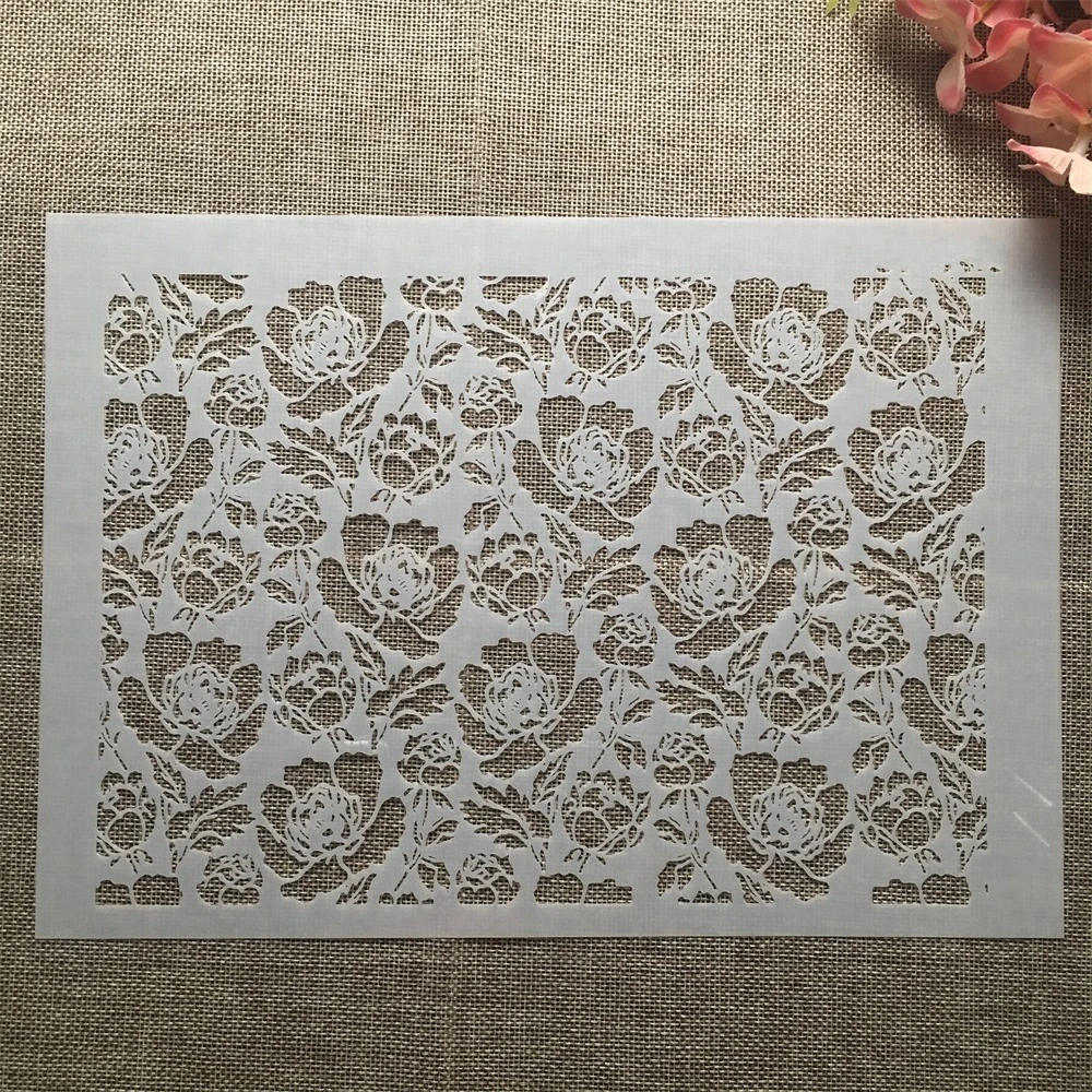 

A4 29cm Big Flowers Texture DIY Layering Stencils Wall Painting Scrapbook Coloring Embossing Album Decorative Template