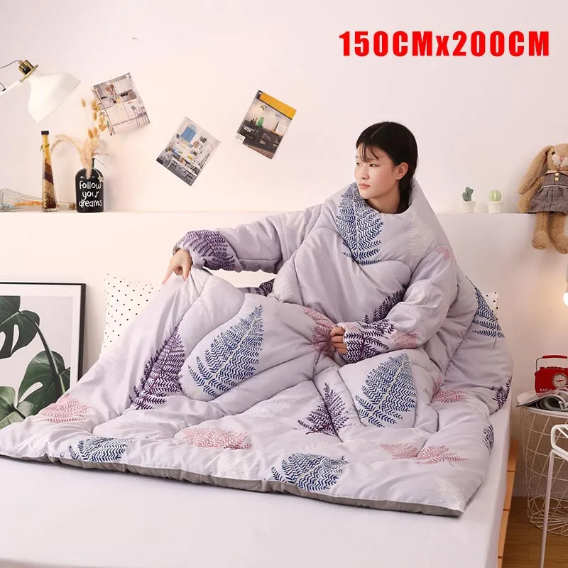 «Ленивое» одеяло с рукавами теплое одеяло многофункциональное мягкое удобное для дома зима ворс DEC889 - Цвет: Светло-желтый