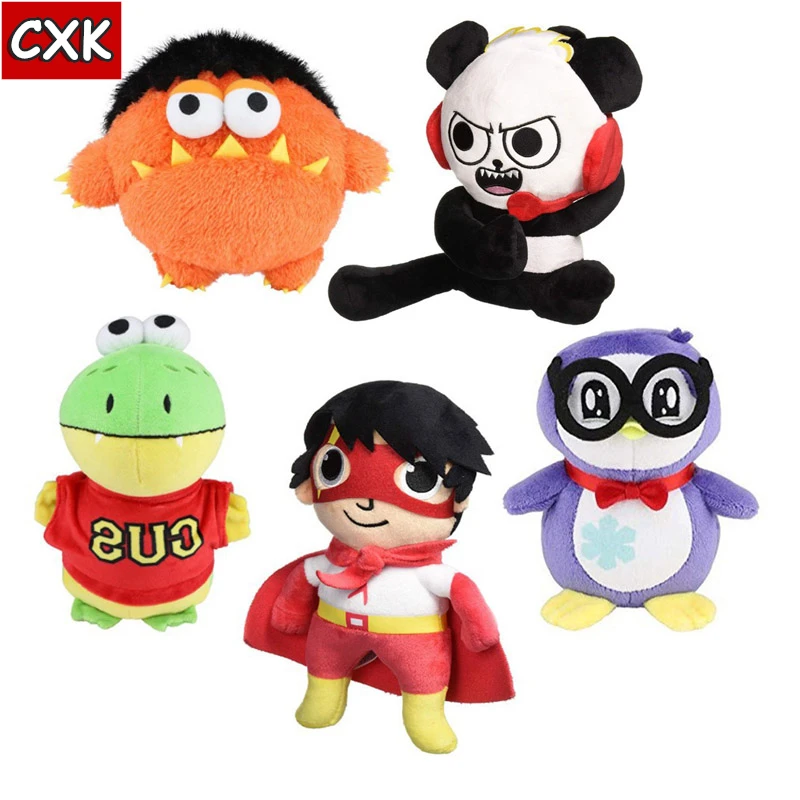 

5pcs/lot New ryans worlding Plush toy Cartoon Anime Panda Penguin plush toys Super Ryan toys review Christmas Gifts