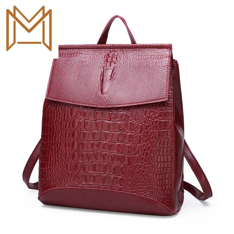 

Crocodile Leisure Time Both Shoulders Package 2019 All-match Tide Dual Purpose Woman Package Travel Backpack Woman