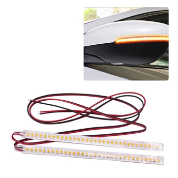 

AOZBZ Car Rearview Mirror Indicator Lamp Streamer Strip Flowing Turn Signal Lamp Amber 28 LEDs Car Light Source Car Decoration