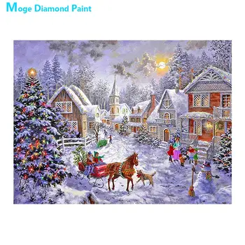 

Snow Landscape in Christmas and Winter Diamond Painting Cross Stitch Full Round New DIY 5D home decorative Mosaic Embroidery