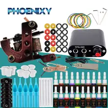 Набор для татуировки, один набор для татуировки, черный источник питания, 4 цвета, чернила, аксессуары для татуировки, Перманентный макияж, набор для татуировки