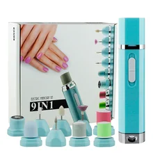 9 в 1 портативный многофункциональный набор инструментов для ногтей с электрическим полировщиком для ногтей запасные головки V9-Drop