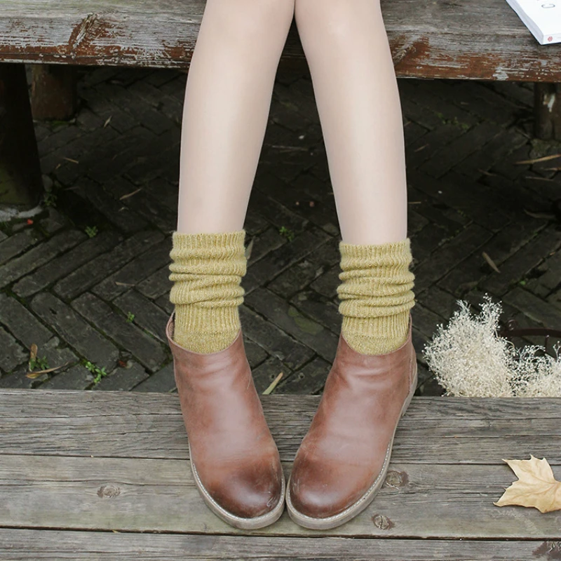 Зимние новые женские толстые теплые однотонные шерстяные носки высокого качества удобные Разноцветные Повседневные хлопковые носки 5 пар