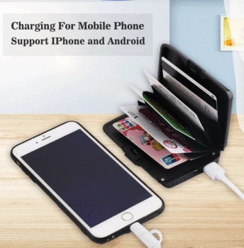 

2 in 1 E-Charge Wallet Wallets And Purses Ladies Clutch Wallet Men Power Bank Pocket Charger Card Holder Card Wallet