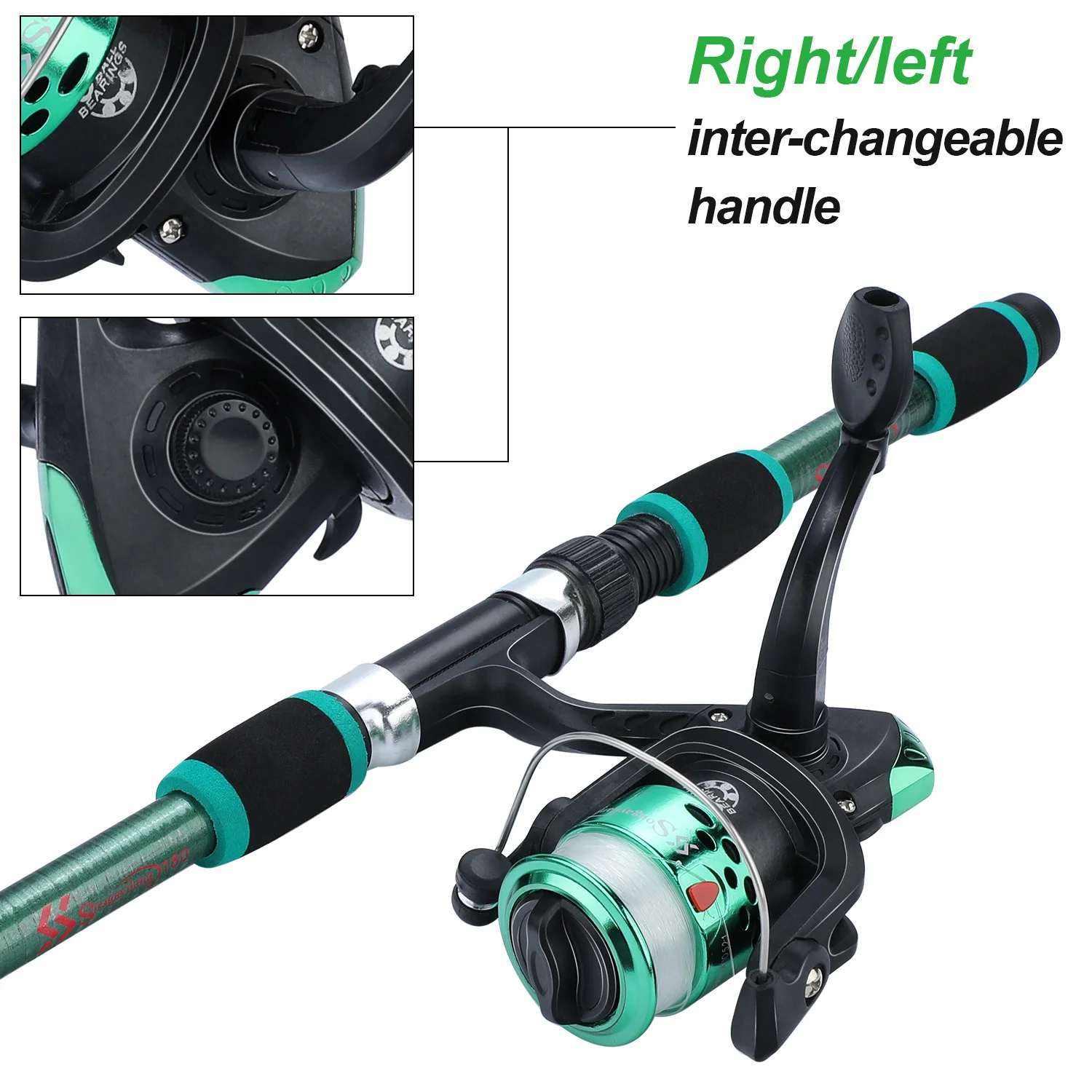 Blue) Kids Fishing Rod And Reel Combo EVA Handle Kids Fishing Rod Reel