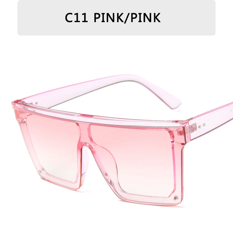 Винтажные негабаритные Квадратные Солнцезащитные очки мужские и женские плоские модные цельная линза солнцезащитные очки женские брендовые оттенков зеркальные - Цвет линз: C11