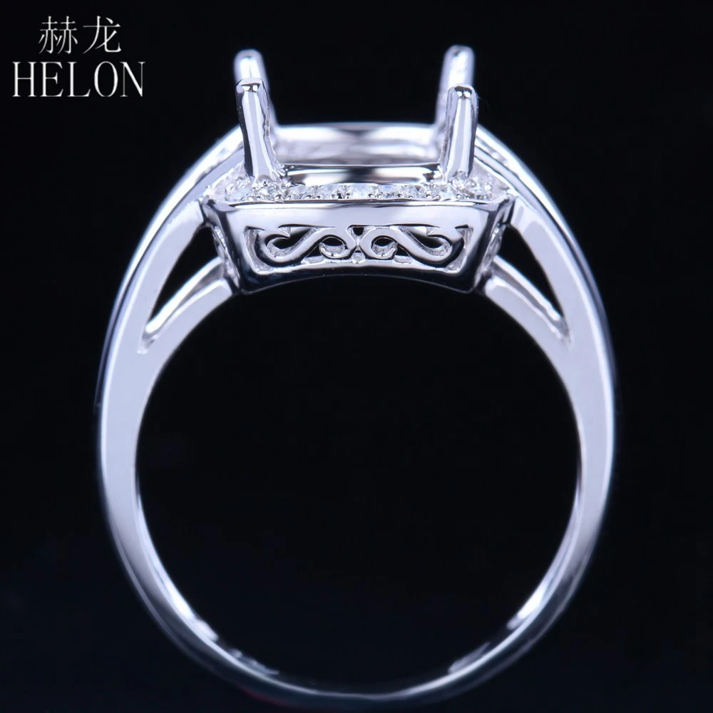HELON, 14 к, белое золото, для женщин, хорошее ювелирное изделие, натуральный бриллиант, обручение, свадьба, полукрепление, кольцо, установка, подходит для подушки, огранка 9X9 мм