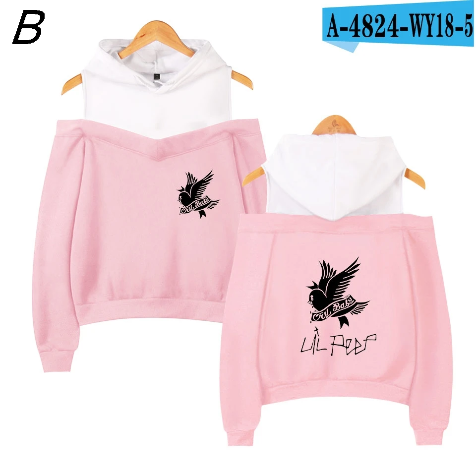 pink Lil толстовка с открытым плечом, Vrouwen, новинка, эмо раппер, крик, Детская толстовка с рисунком, Повседневная модная толстовка, пуловер - Цвет: pink