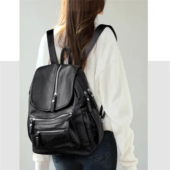 

Women Backpack high quality Leather Fashion school Backpacks Female Feminine Casual Large Capacity Vintage Shoulder Bags
