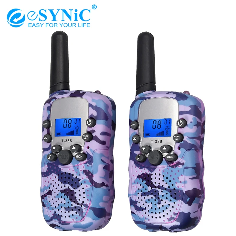 

eSYNiC Portable T-388 Kids Walkie Talkie 3 KM Range Built in LED Torch Children Walky Talky 8 Channel Rechargeable 2 Way Radio