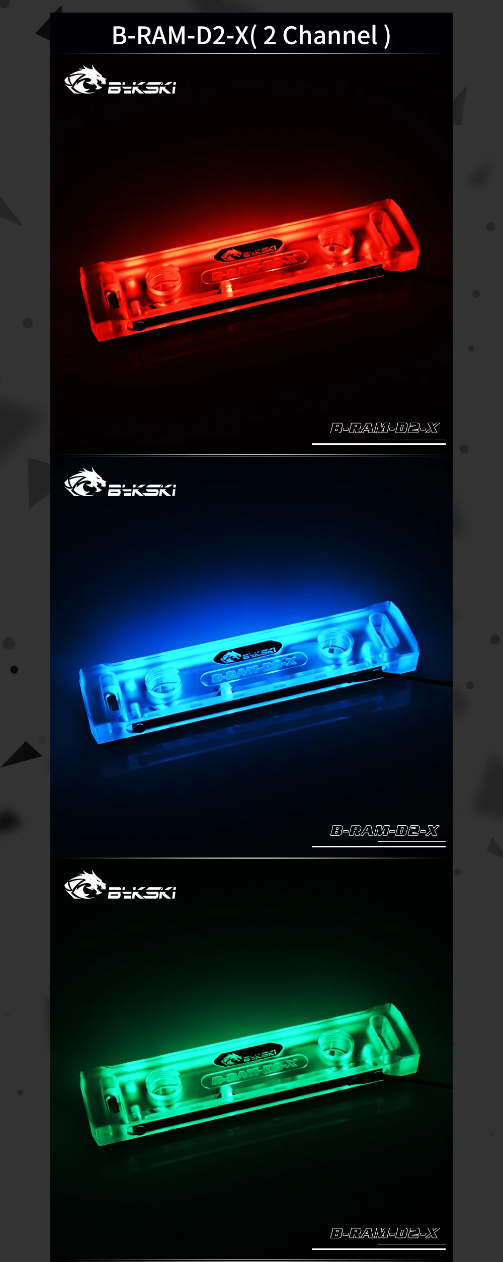 Bykski B-RAM-D2-X / B-RAM-D4-X RBW RGB Ram Water Block Acrylic Cover Support Two Ram Channel and Four Memory Channel  