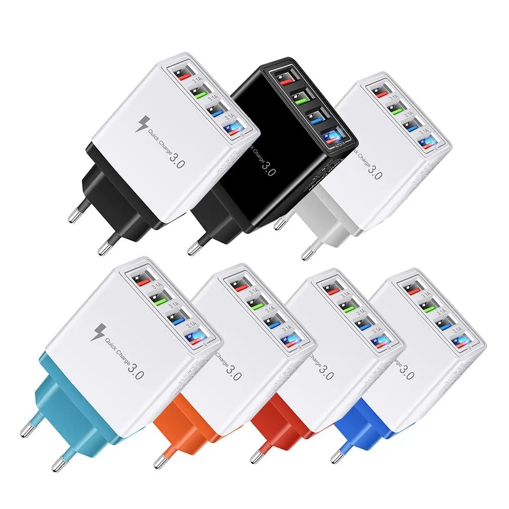 Штепсельная Вилка EU/US 4 USB порта зарядное устройство Быстрая зарядка 3 0 для