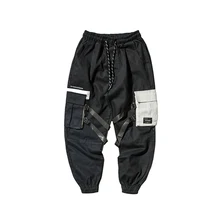 Тактические штаны с большим карманом из ленты, хлопковые повседневные штаны, Харадзюку, хип-хоп комбинезоны, уличная одежда, мужские штаны для бега, S-2XL, код
