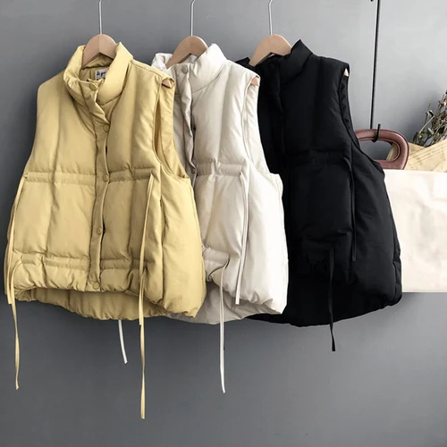

Winter Sleeveless Vest Coats Women Padded Jacket Thick Vest Zipper Slim Cotton Jacket Woman Waistcoat Ka400
