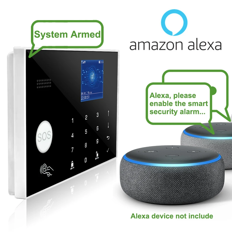 US $30.28 Wifi Gsm Alarm System 433mhz Home Burglar Alarm Wireless Amp Wired Detector Rfid Tft Touch Keyboard 11 Languages Compatible Alexa