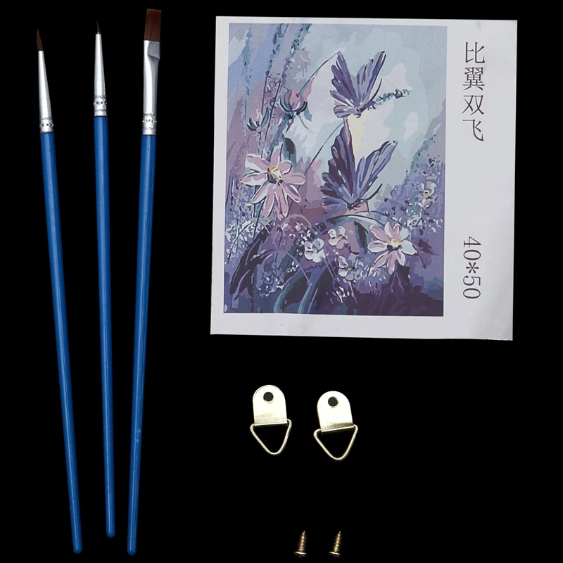 DIY масляная краска ing paint By Number Kit-бабочка с фиолетовым цветком 16x20 дюймов(бескаркасная