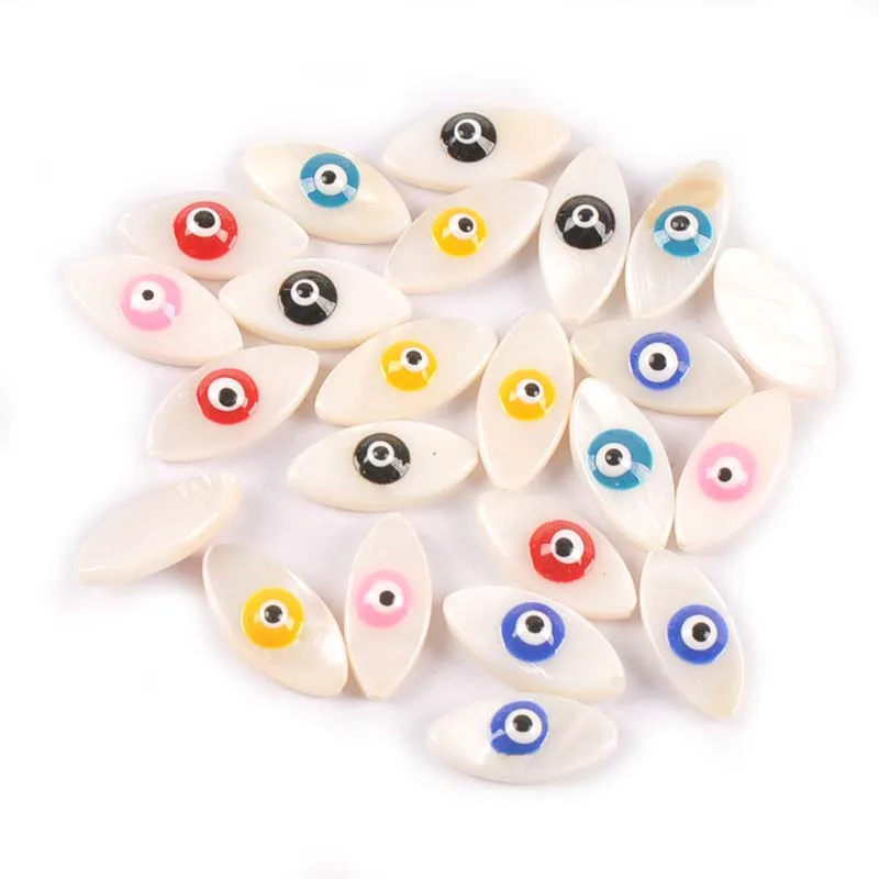 Evil Eyes Oval Shells Mother Of Pearl Making Jewelry Bracelet Natural Seashells DIY Crafts Home Decor Embellishment - Цена: 269,13 руб.
