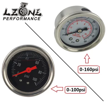 

LZONE - Fuel Pressure Gauge Liquid 0-100 psi / 0-160psi Oil Pressure Gauge Fuel Gauge Black / white Face JR-OG33