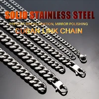 3mm 6mm Wide Stainless Steel Chain Cuban Link Chains Chokers Necklace For Mens Jewelry Silver Plated Solid Metal Fashion Jewelry - Image 2