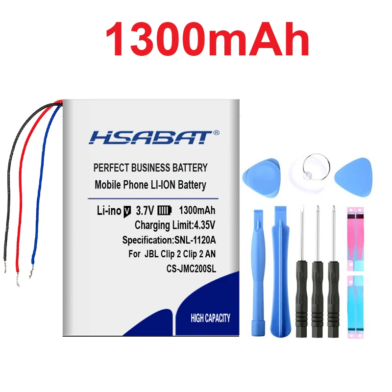 Аккумулятор HSABAT 1300 мАч GSP383555 для JBL Clip 2 AN CLIP2BLKAM CS056US P04405201|Батареи MP3/MP4 плееров| |
