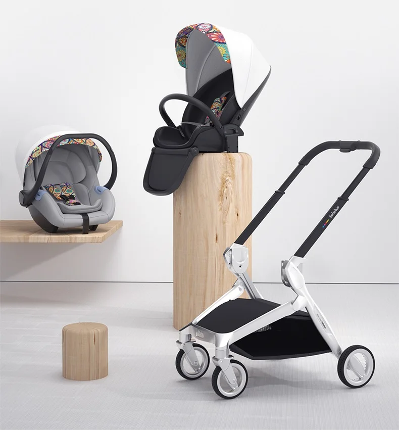 Luxurious Baby Stroller 3 in 1 Portable Travel Baby Carriage Folding Prams High Landscape Aluminum Frame Car for Newborn Baby