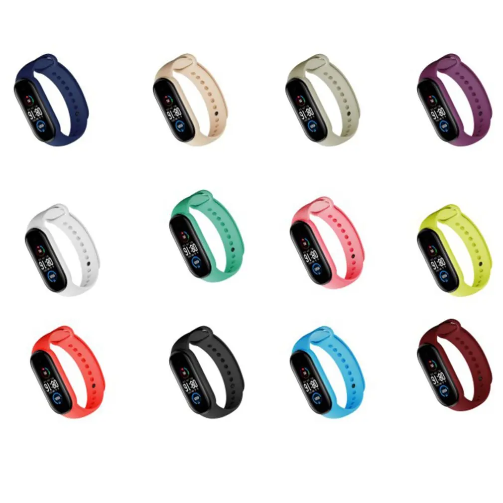 Смарт Браслет ремешок для Xiaomi Mi Band 5 ремешки аксессуары часов замена силиконовый