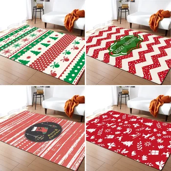 

Christmas Gift Door Mat Floor Carpet for Home Living Room Red Tree Santa Claus Area Rug Soft Flannel Bedroom Bathroom alfombra