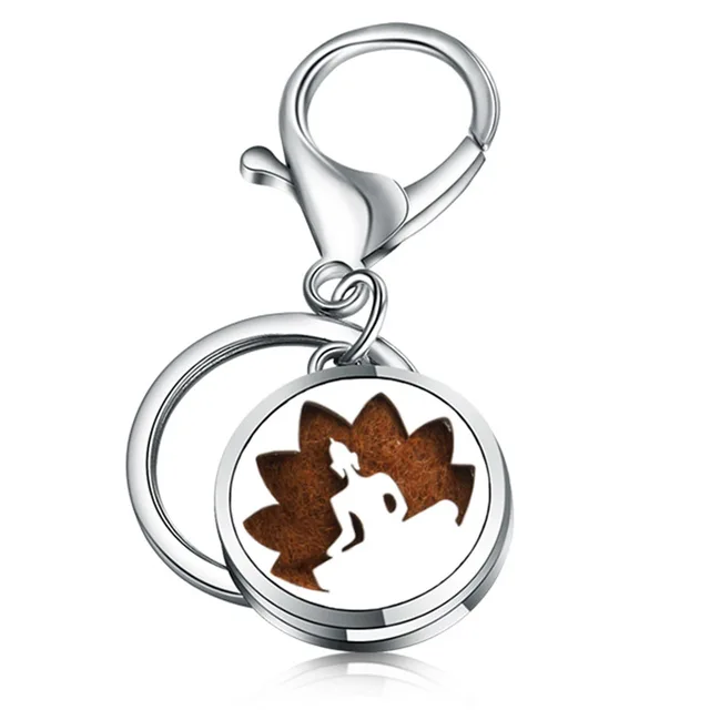 Fashion Round Little Love KeyChain Jewelry Stainless Steel Essential Oil Diffuser Perfume Aromatherapy Locket Key Chain Jewelry 1PCS