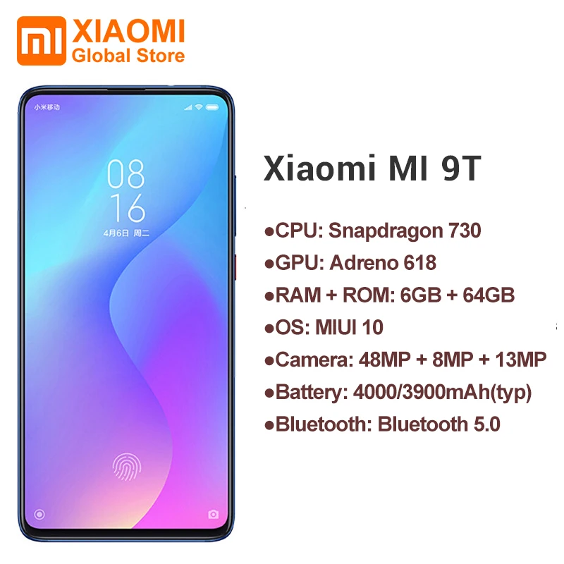 Глобальная версия смартфона Xiaomi Mi 9 T (Redmi K20) Mi9 6 ГБ 64 с Полноразмерным экраном 48